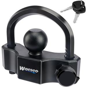 Widesco Universal Trailer Coupler Lock - Heavy Duty Anti-Theft Trailer Hitch Lock for 1-7/8", 2", 2-5/16" Couplers, Adjustable Security for RV, Boat, Cargo Trailers, Weatherproof, Black