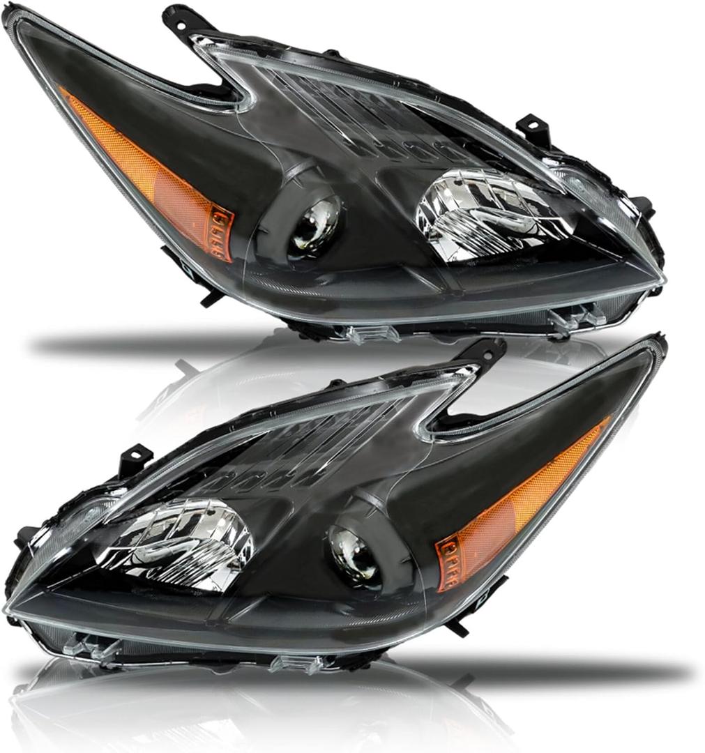 WFLNHB Headlight Assembly Replacement for Toyota Prius 2012-2015 Black Headlights Driver and Passenger Side 81130-47520 81170-47520