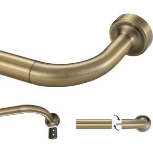 Antique Bronze Curtain Rod, 16-28" with 1" Diameter Disc, Adjustable, Aluminum Finish, Wall Mounted, Window Treatment