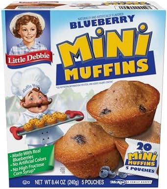 Little Debbie Blueberry Mini Muffins, 5 Pouches, 8.44 OZ Box, EXP:Jun/07/2026