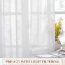 NICETOWN White Sheer Curtains 96 inches Long, Rod Pocket & Back Tab Faux Linen Weave Semi Sheer Window Treatments Privacy with Light Filtering for Living Room, 2 Panels, W34 x L96