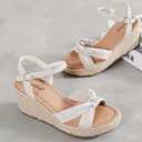 Luoika Women's Wide Width Ankle Strap Wedge Sandals, size 9.5W