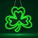 RumonZS 12.2 In St. Patrick's Day Shamrock LED Neon Sign Lights USB Powered Irish Shamrock Window Decorations Green Shamrock Lighted Decor for Man Cave Bar Pub Home Party Room Wall Decor Gift