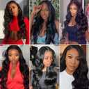 #1B Body Wave Bundles Human Hair 26 28 30 Inch Human Hair Bundles Unprocessed Virgin 3 Bundles Human Hair Extensions 100G Per Bundle for Women Natural Black
