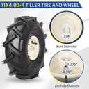 2 x 11x4.00-4" Tiller Tire and Wheel, 3/4" Axle Size, 3-1/8" Centered Hub, Compatible with Craftsman & Troy-Bilt Tiller Replacement