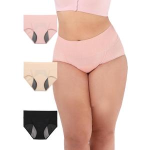 Breathable ZeroLeak Incontinence Underwear For Women Leakproof Seamless Quick Dry Postpartum High Waisted Panties (Medium, Breathable:black-nude-light Pink)