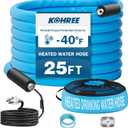 Kohree 25FT Heated Water Hose for RV, -40  Heated Drinking Water Hose 5/8", Heavy Duty Heated Hose for RV, Camper, Truck, Leak Free, Abrasion-Resistant Cover, Energy Saving Thermostat