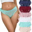 everjoys Lace Panties for Women, Full Sexy Coverage Hipster Underwear, Soft Breathable Briefs, 7-Pack,S-XXL (7 Pack(black*1,dark Blue*1,red*1, Pink*1,white*1,green*1,off White*1))