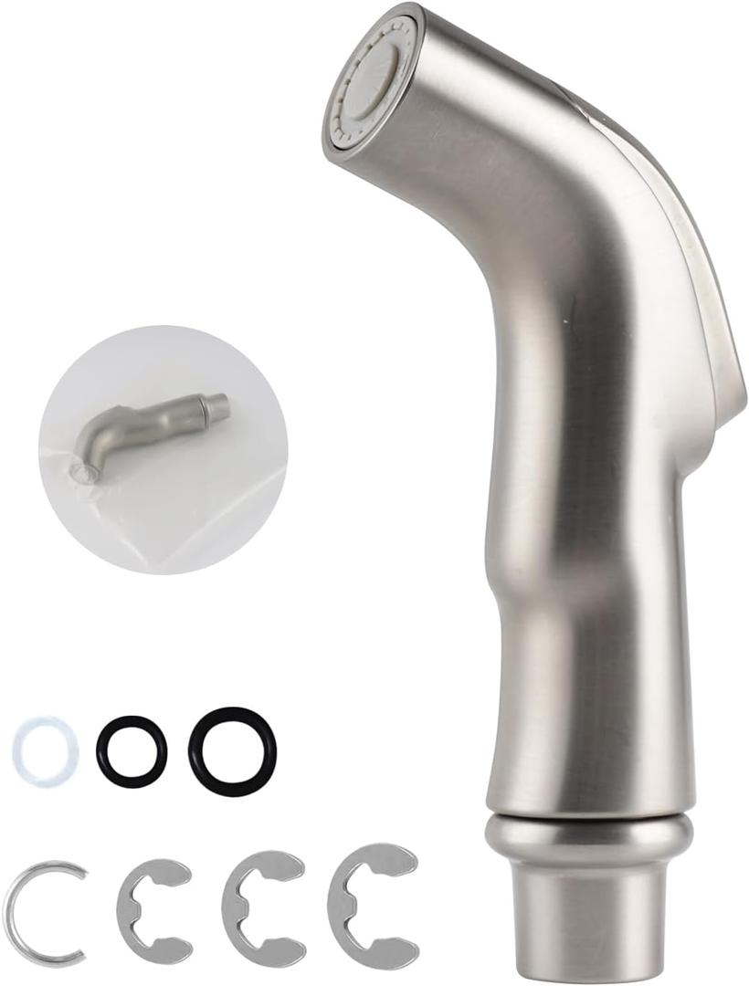 Universal Kitchen Sink Spray Attachment, Sink Side Sprayer Head Replacement Compatible with Oakbrook/Delta/Moen/Kohler/Glacier Bay Faucets, Pull Out Nozzle Head, Brushed Nickel