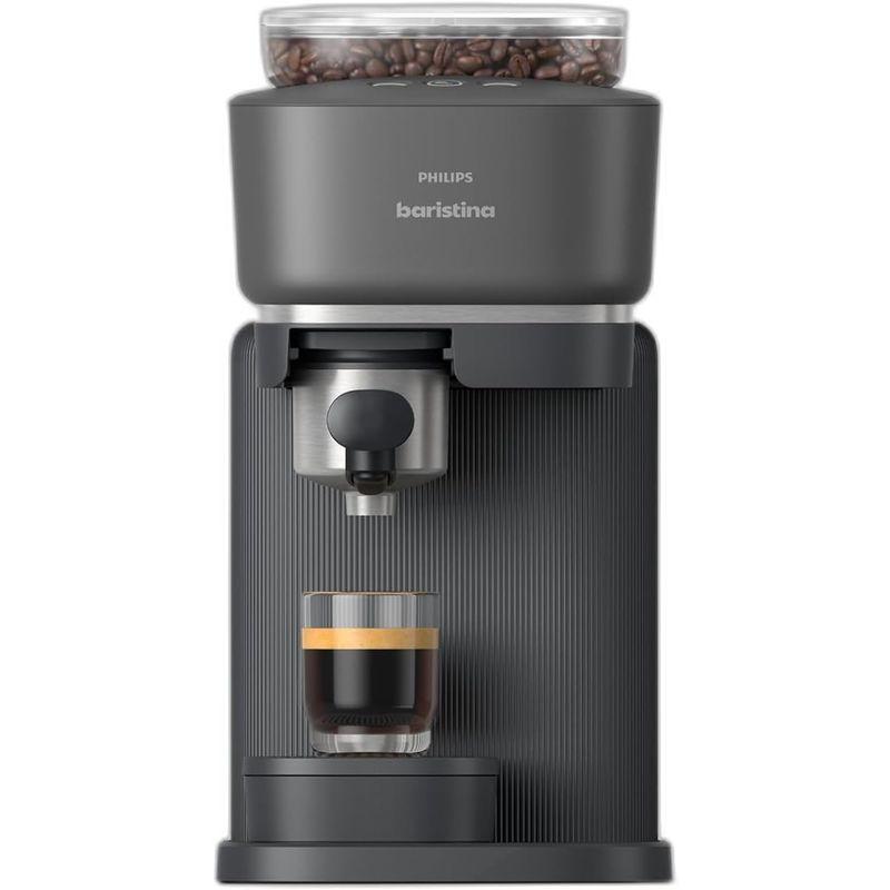 Philips Baristina Espresso Machine, Grind, Tamp & Brew Coffee Beans in One Swipe, Compact, 16 Bar Pump Pressure, Automatic Grinder, Black with Black Portafilter (BAR300/60)