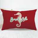 2Pack Ocean Theme Decor Throw Pillow Cover Red Double-sided printed Sea Turtle Seahorse Rectangular/Waist Cushion Cover Summer Coastal Beach Home Decor Pillowcases 12x20 (Red)
