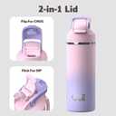 OISIZ Insulated Water Bottle 20 oz with 2 in 1 Spout and Straw Lid,One Click Safety Lock,100% Leakproof,Keep Cold 24H,Vacuum Stainless Steel Water Bottle for School,Travel and Sports,Dishwasher Safe