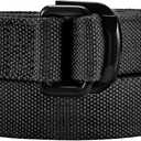 Mens Belts Plus Size Canvas Double D Ring Black Fabric Cloth All Size 39inch to 75inch (Black)