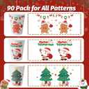 90 Pack Christmas Coffee Cups 12 oz No Lids, Disposable Insulated Paper Coffee Cups, Corrugated Ripple Wall Design Paper Cup, Hot Cold Drinking Cup for Party, Home, Events
