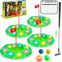 VATOS Light up Golf Putting Game Set - Glow Mini Golf Toy with 4 LED Holes, 4 Balls(2 Glow), Extendable Putter,Build Your Own Course at Home Indoor Outdoor Family Fun Golf Gifts for Kids Adults Golfer