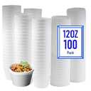Mr Miracle Foam Bowl with Lid for Hot and Cold Foods – 12 Ounce Disposable Soup Container with Vented Lid, Great for Ice Cream, Yogurt, Soup, Takeout [100 pack]