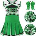 GRAJTCIN Cheerleader Costume for Women Cheerleading Outfit School Cheer Uniform Adult Halloween Party Dress up (Green, S)