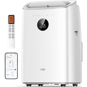 Dreo Portable Air Conditioners, 8000 BTU ASHRAE (5000 BTU DOE) Smart AC Unit for Bedroom with Drainage-free Cooling, 45dB Quiet, APP/Voice/Remote, Portable AC for Room Indoors, AC318S (White)