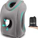 Maliton Inflatable Travel Pillow for Airplane Comfortable Sleeping to Relieve Neck and Shoulder Pain, Support Head Inflatable Pillow for Long Flights, Used for Airplanes, Cars, Trains, Office(Grey)