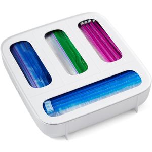 YouCopia StoraBag Food Bag Dispenser, Family Size 4-Slot, Plastic Sandwich Bags Drawer Organizer for Kitchen Storage
