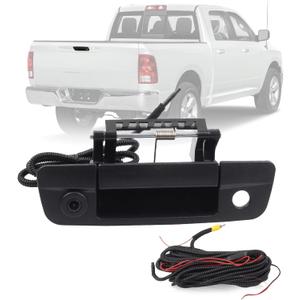 Dasbecan Tailgate Handle with Backup Camera Compatible with Dodge Ram 1500 2009-2017 Ram 2500 3500 2010-2017 Aftermarket Replacement Parking Reverse Rear View Camera (with Guidelines)