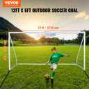 VEVOR Portable Soccer Goal, 12 x 6 ft Large Practice Soccer Net, Steel Fiberglass Structure Training Goal Set with Carry Bag, All-Weather Outdoor Use, for Backyards, Parks, School Fields