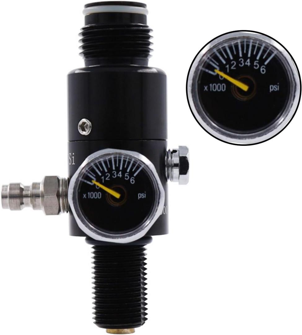 TUXING 4500PSI Paintball Air Tank Regulator Valve Guage, Durable Aluminum Paintball Regulator,for Industrial,M18*1.5, (Inlet 4500psi, Outlet 2200psi)