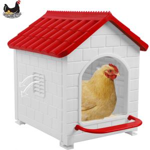 Chicken Nesting Box, 100% Waterproof Hens Nesting Box for Laying Eggs for Hens, Ducks and Poultry, Large Signle Compartment Chicken Nesting Boxs Indoor & Outdoor (Red)