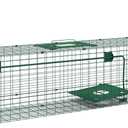 Outsunny Single Door Humane Rat Trap for Small Animals, Metal Outdoor and Indoor Squirrel Trap for Mice, Cats, Rabbits, 100 X 25 X 28cm, Dark Green