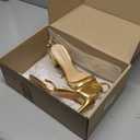 Modatope Gold Womens Sandals Square Open Toe Block High Heels Strappy Ankle Strap Sandals Comfort Dress Party Shoes Size 6