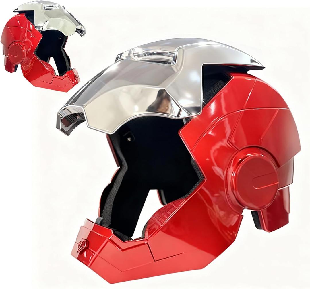 Wearable Hero-Style Helmet with Glowing Eyes – Cosplay Mask for Kids and Teens,Great for Halloween,Birthday Gifts (Red, M)