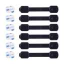 2 x Child Safety Cabinet Locks (6 Pack)  Adjustable Baby Proofing Strap Latches with Strong 3M Adhesive  No Drill Childproof Locks for Drawers, Cabinets, Fridge, Door, Closet, Black