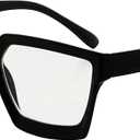 Eyekepper Multifocus Progressive Computer Readers Women - Noline Trifocal Reading Glasses Blue Light Filter Oversize Frame (Black)