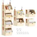 Hanging Closet Organizer 4 Tier - Clothes Hanging Shelves, Space-Saving Closet System, Fabric Storage Bins Bedroom Organization, Collapsible Baskets for Home, Dorm, Rv, Beige