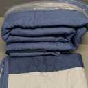 Dinjoy Boho Queen Quilt Set, Striped Bedspread Coverlet Bed Mineral Blue Bedding Sets 3 Pieces Micofiber Lightweight Quilts Sets with 2 Pillow Shams for All Season 96''x90