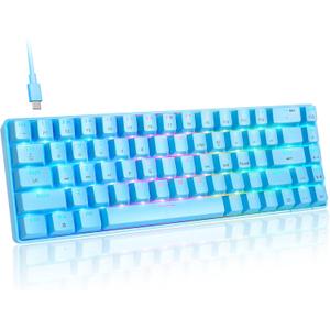 Gaming Keyboard, RGB Backlit Ultra-Compact Mechanical Keyboard, Blue Switch Waterproof Compact 68 Keys Keyboard for Typist Laptop PC Mac Gamer(Blue)