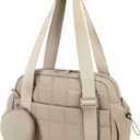 CAMTOP Mini Gym Bag for Women, Small Gym Tote Bag Puffy Quilted Sports Duffel Bag with Wet Compartment and Coin Purse Duffel Bags Dance Yoga Workout Bag for Gifts (Camel, Mini-12.6")