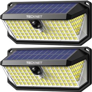 TECKNET 416 LED Solar Lights Outdoor Waterproof, 4200lm 300° Angle & 3 Lighting Modes Motion Sensor Outdoor Lights,2 Pack Solar Powered Flood Wall Lights for Home Patio Fence Yard Deck Garage Street