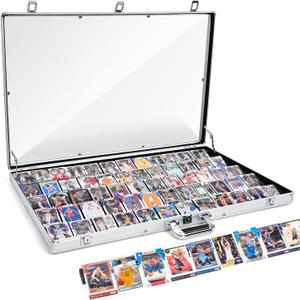 Trade Show Display Case 34"x22" Large Aluminum Locking Tabletop Showcase for Trading Cards, Sports Cards, TCG, Jewelry Lightweight & Portable for Exhibitions, Conventions, and Collectibles