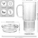 32oz Glass Cups with Handle Lids and Straws, Borosilicate Glass Tumblers for Iced Coffee, Smoothies, Fruit Drinks. Reuseable Glasses Cups for Cold/Hot Water (glass lid 1 pack)