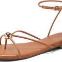Coutgo Womens Strappy Flat Sandals Open Toe Flip Flops Sandals Ankle Strap Summer Beach Shoes (Orange) Size 11
