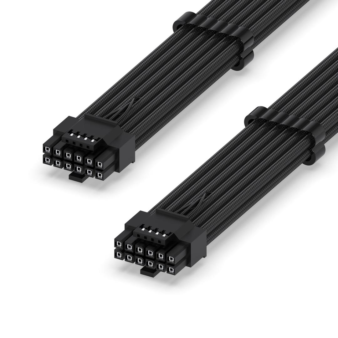 EZDIY-FAB 16AWG PCI-e 5.0 12VHPWR PSU Sleeved Cable, 600W 12+4 Pin Male to 12+4 Pin Male Cable for RTX 3090Ti/4070Ti/4080/4090, 60cm/23.62in-Black