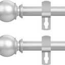 Curtain Rods for Windows 28 to 48 Inch, 2 Pack 5/8'' Diameter Heavy Duty Metal Adjustable Small Curtain Rod With Bracket(Silver)