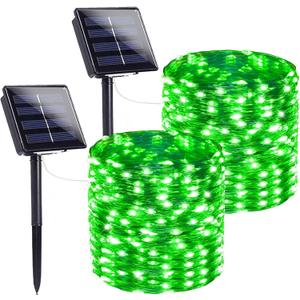 St. Patrick's Day Green Solar String Lights Outdoor, 2-Pack 72FT 400 LED Solar Fairy Lights, Copper Wire Twinkle Light for St. Patrick's Day Decorations Bedroom Party Garden Patio Tree (Green)