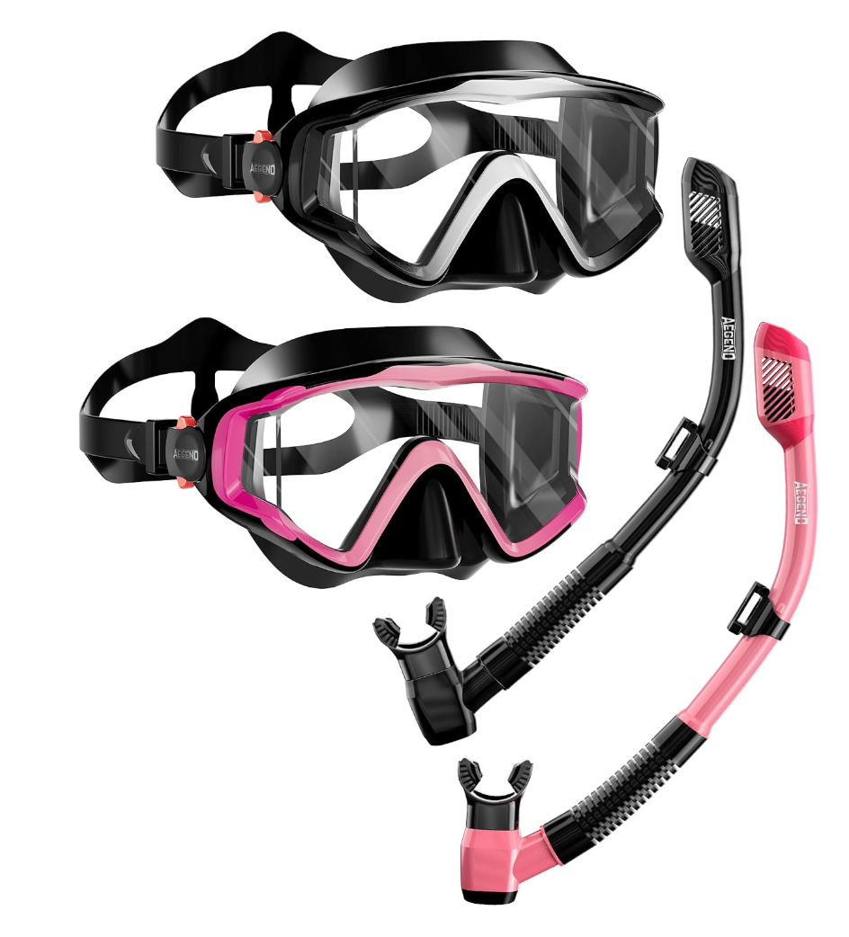 Aegend Snorkeling Gear for Adult Kid - Anti-Fog Mask with Top Dry Valve