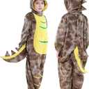 MICHLEY Adorable Animals Cosplay Costume for Kids 3-12Years Soft Breathable & Skin Friendly Halloween Birthday Party T Rex Brown 
