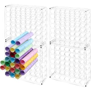 Wenqik 2 Pack Vinyl Storage Organizer 98 Holes Acrylic Vinyl Roll Holder Easy to Assemble Organizer Storage Craft for Room Art Organization Decor (16 x 16 Inch)