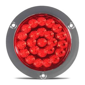 Partsam 4" Round Red LED Stop Turn Tail Light Brake Trailer Light 24LED, 4 Inch Round Led Trailer Tail Light Red Flange Mount Waterproof for RV Trucks 12V DC