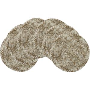 olofable Round Braided Placemats - Woven Washable Non-Slip Table Mats, 15 Inch Diameter for Dining Tables (Yellow Mixed, 15 inches Set of 6)
