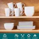 vancasso Soho Dinnerware Sets 24 Pieces, White Stoneware Square Place Setting, Dinner Plate, Dessert Plate, Cups and Plates Sets for Kitchen, Dish Set for 6, White